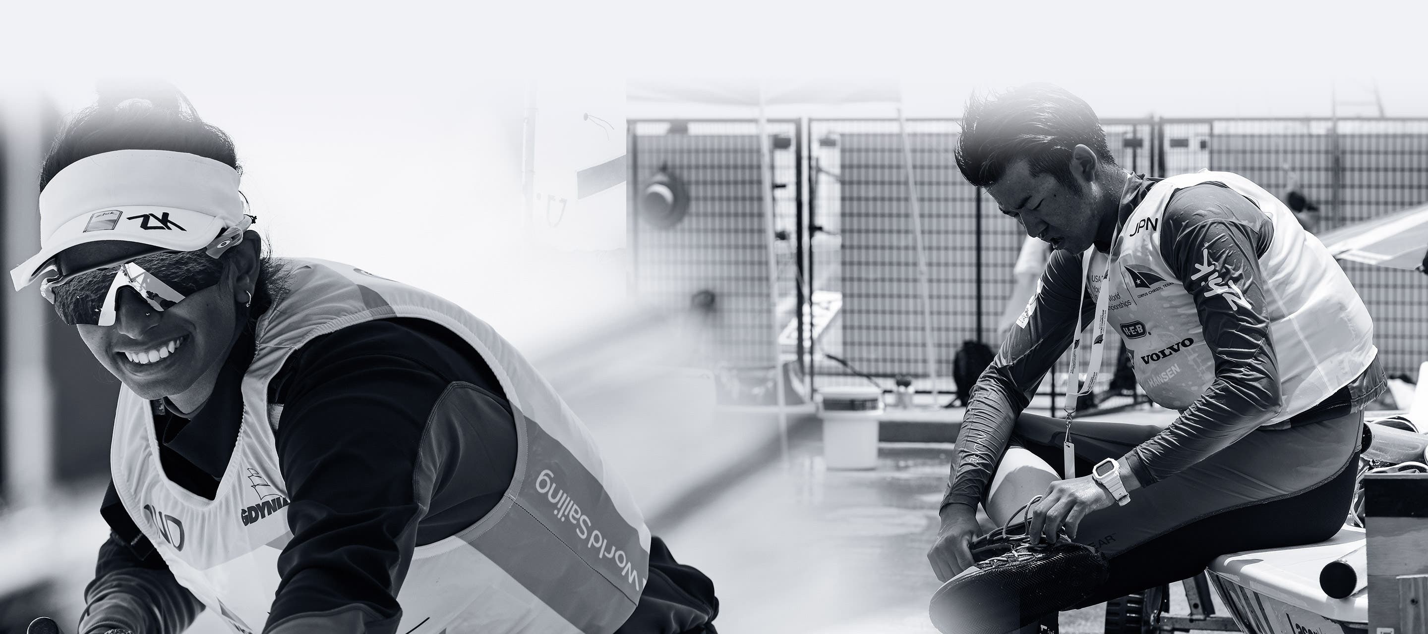 Hombre y mujer con trajes de neopreno Zhik