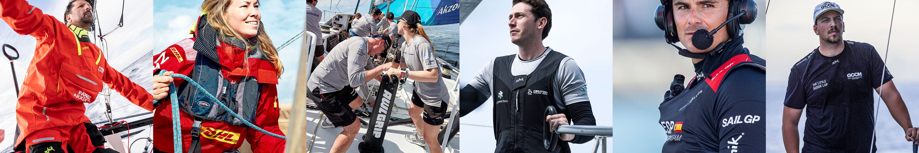 Atletas de Zhik con ropa de equipo